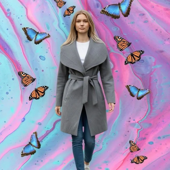 Vintage Y2K Forever 21 Women's Gray Trench Coat - Picture 4 of 10